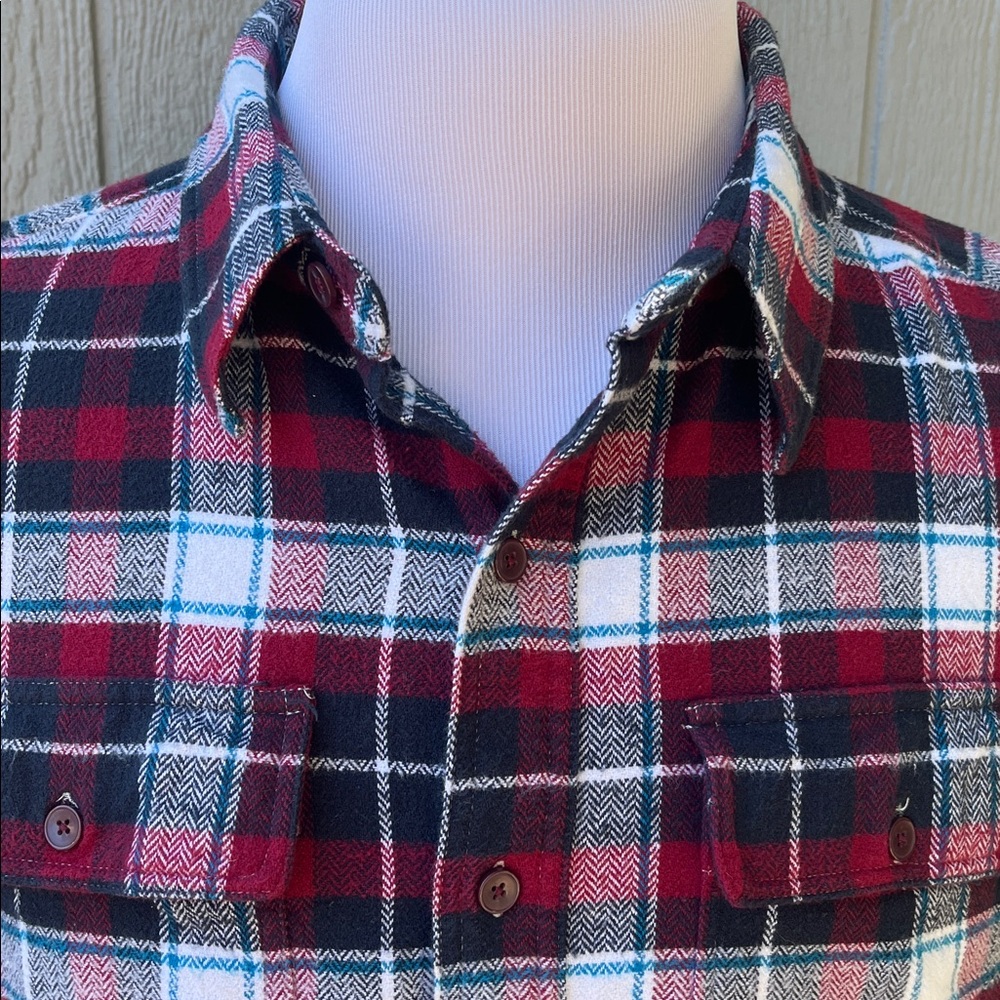 Stanley Red & Black Plaid Cotton Flannel Long Sleeve Button Shirt Men's Size XXL - Picture 4 of 7